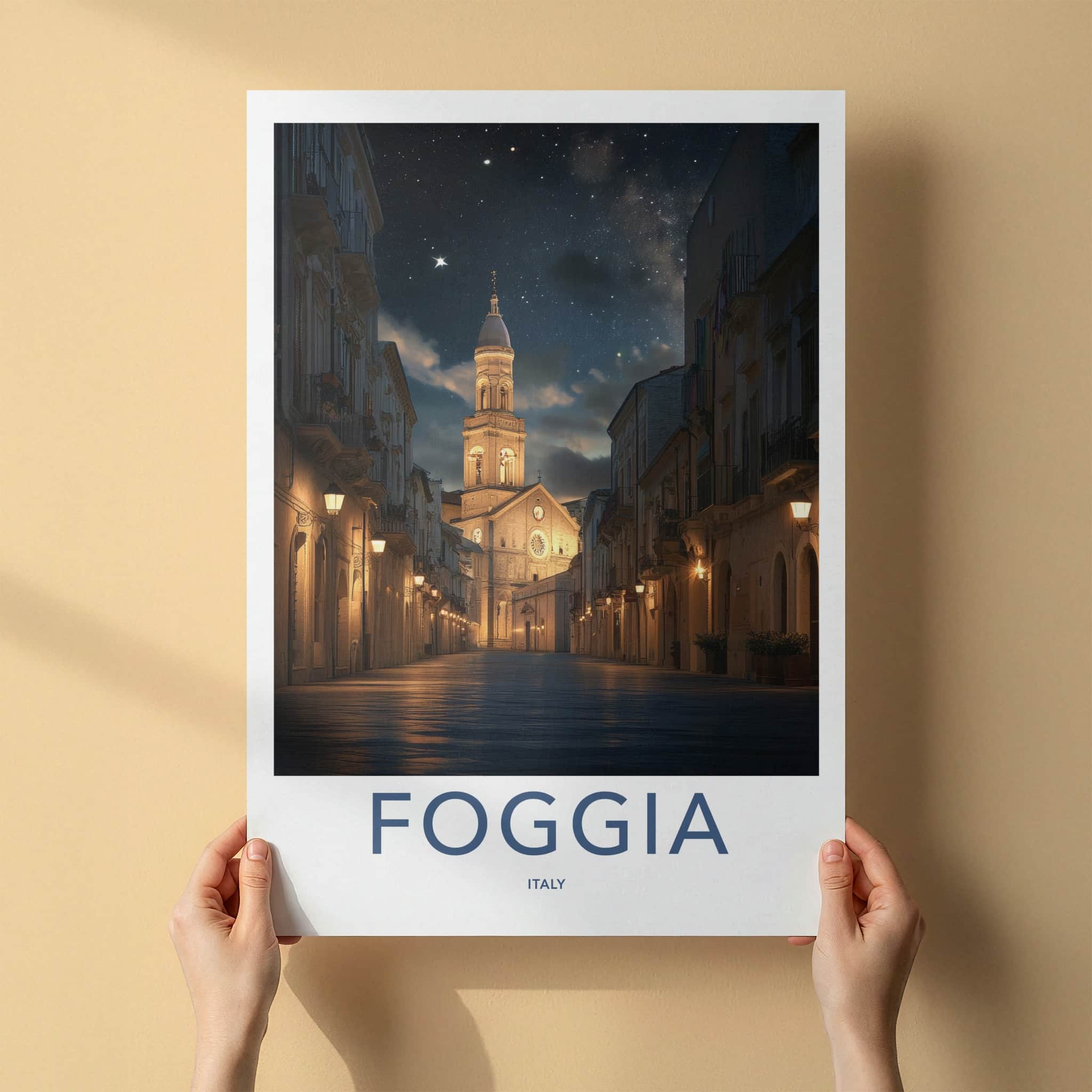 Foggia Poster - Italy Travel Art - Starry Night Street Home Decor