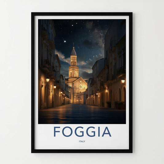 Foggia Poster - Italy Travel Art - Starry Night Street Home Decor
