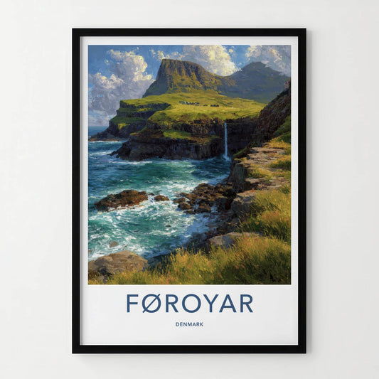 Foroyar Denmark - Cliff Waterfall Wall Art