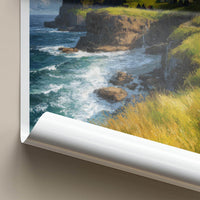 Foroyar Poster - Denmark Scenic Art - Emerald Coastal Village Wall Decor