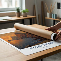 Foroyar Poster - Denmark Travel Art - Sunset Ocean Cliffs Home Decor