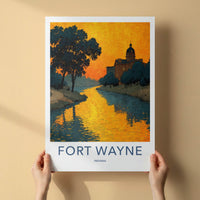 Fort Wayne Poster - Indiana Framed Print - Golden River Building Lounge Decor