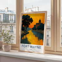 Fort Wayne Poster - Indiana Framed Print - Golden River Building Lounge Decor