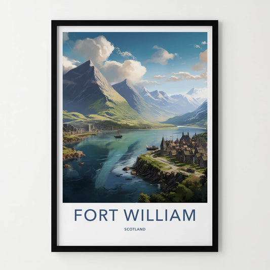 Fort William Poster - Scotland Travel Art - Highland Lochscape Boats Home Decor