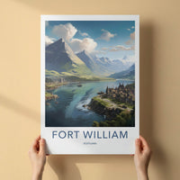Fort William Poster - Scotland Travel Art - Highland Lochscape Boats Home Decor