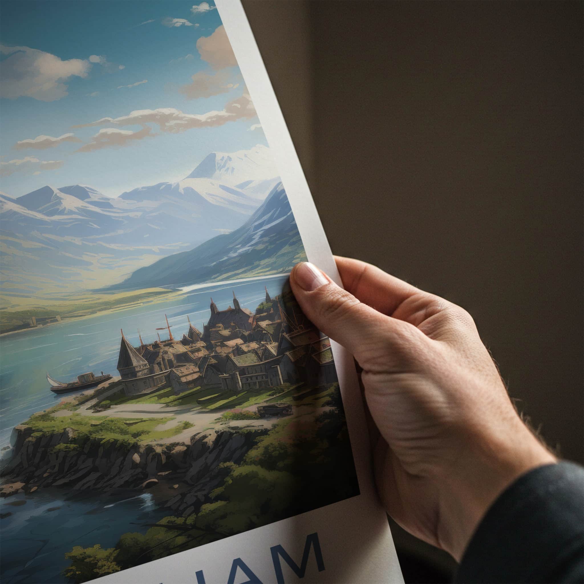 Fort William Poster - Scotland Travel Art - Highland Lochscape Boats Home Decor