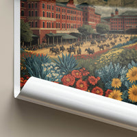 Fort Worth Poster - Texas Travel Art - Historic Stockyards Floral Home Decor