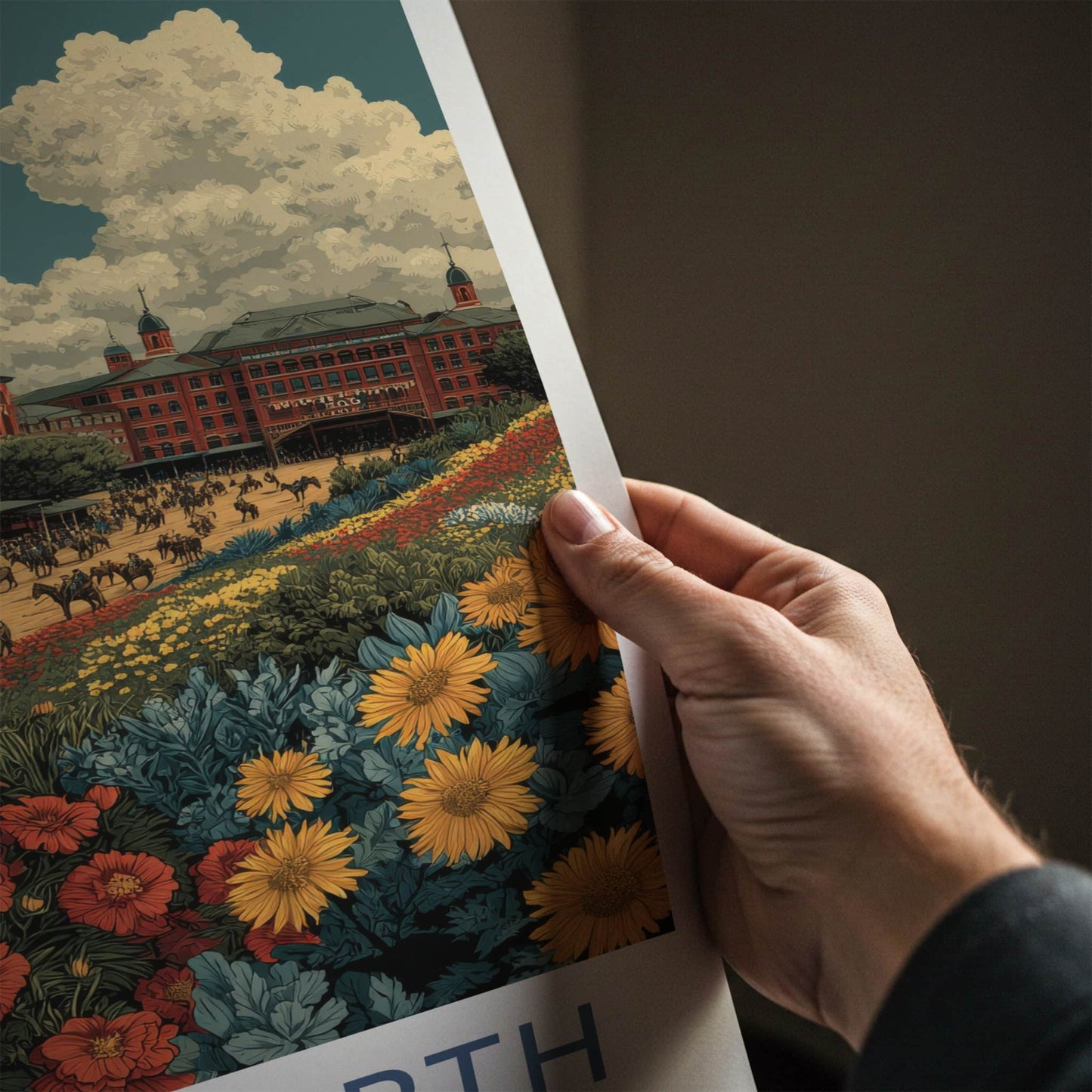 Fort Worth Poster - Texas Travel Art - Historic Stockyards Floral Home Decor