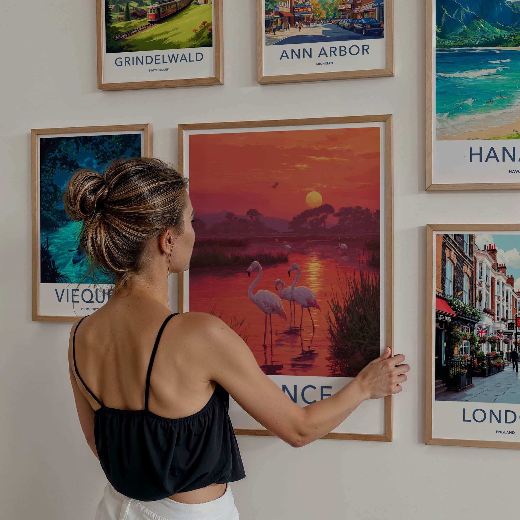 France Poster - France Travel Art - Sunset Flamingos Home Decor