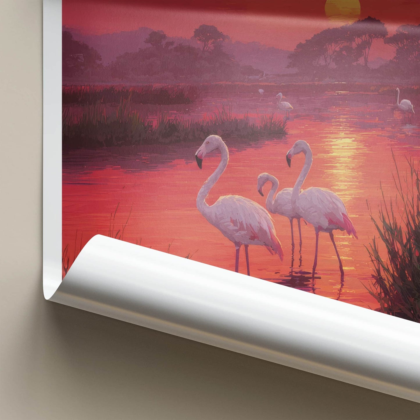 France Poster - France Travel Art - Sunset Flamingos Home Decor