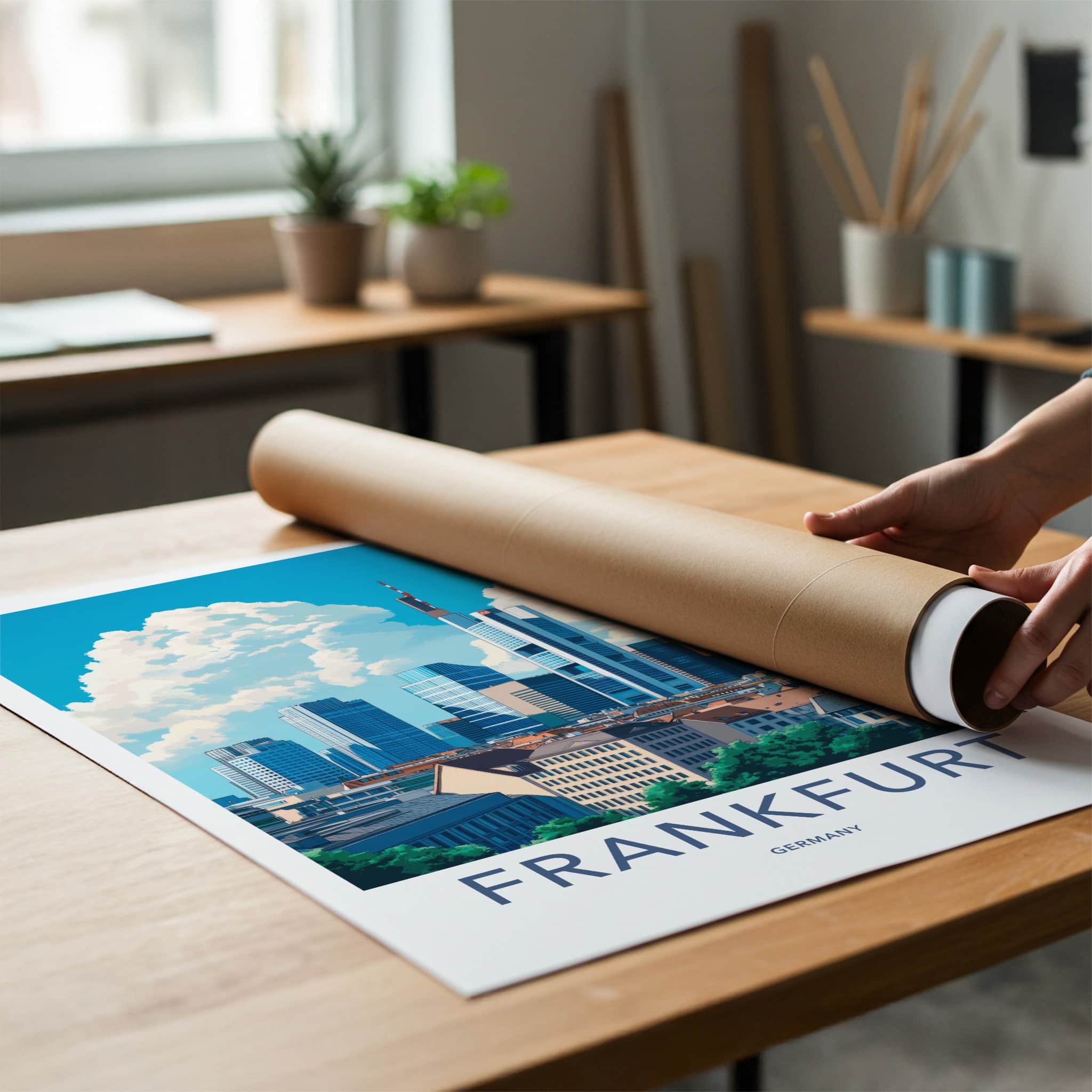Frankfurt Poster - Germany Travel Art - Modern City Skyline Home Decor