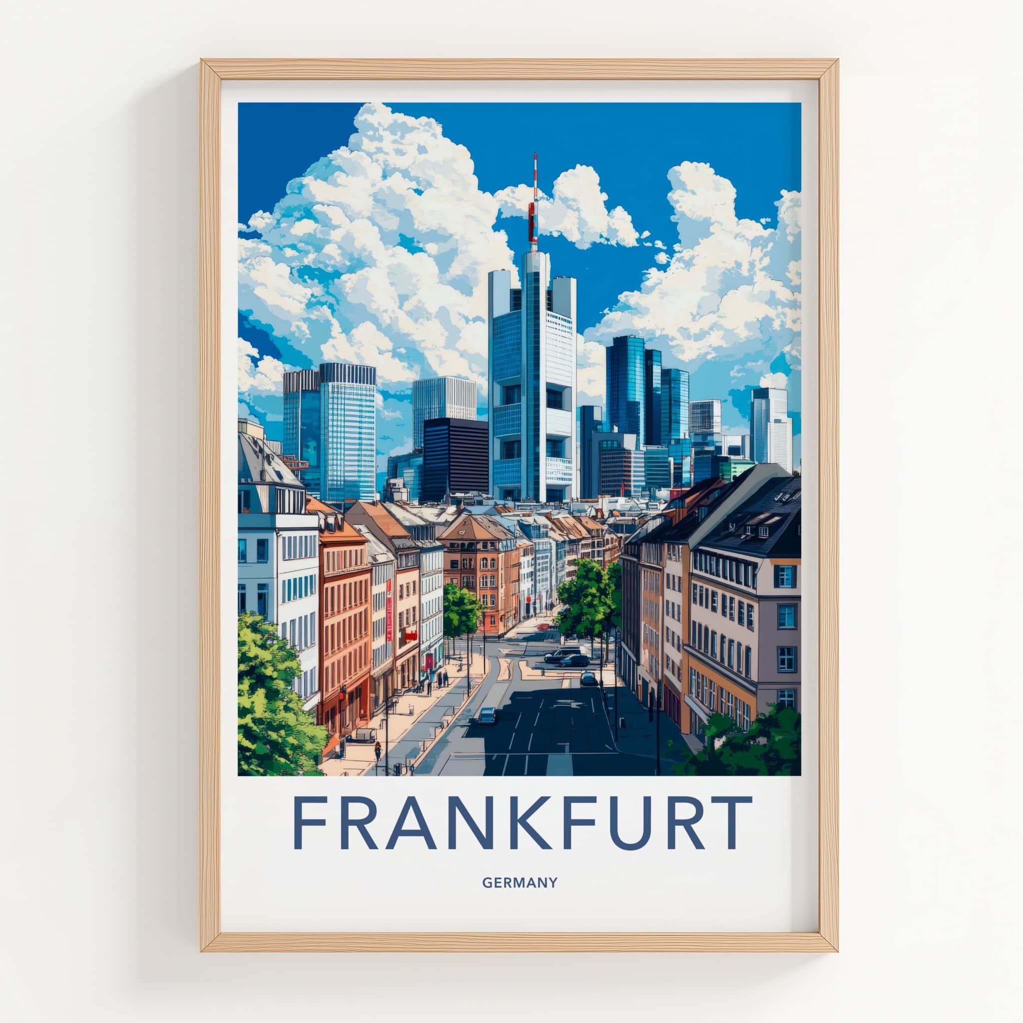 Frankfurt Poster - Germany Travel Art - Urban Skyline View Home Decor