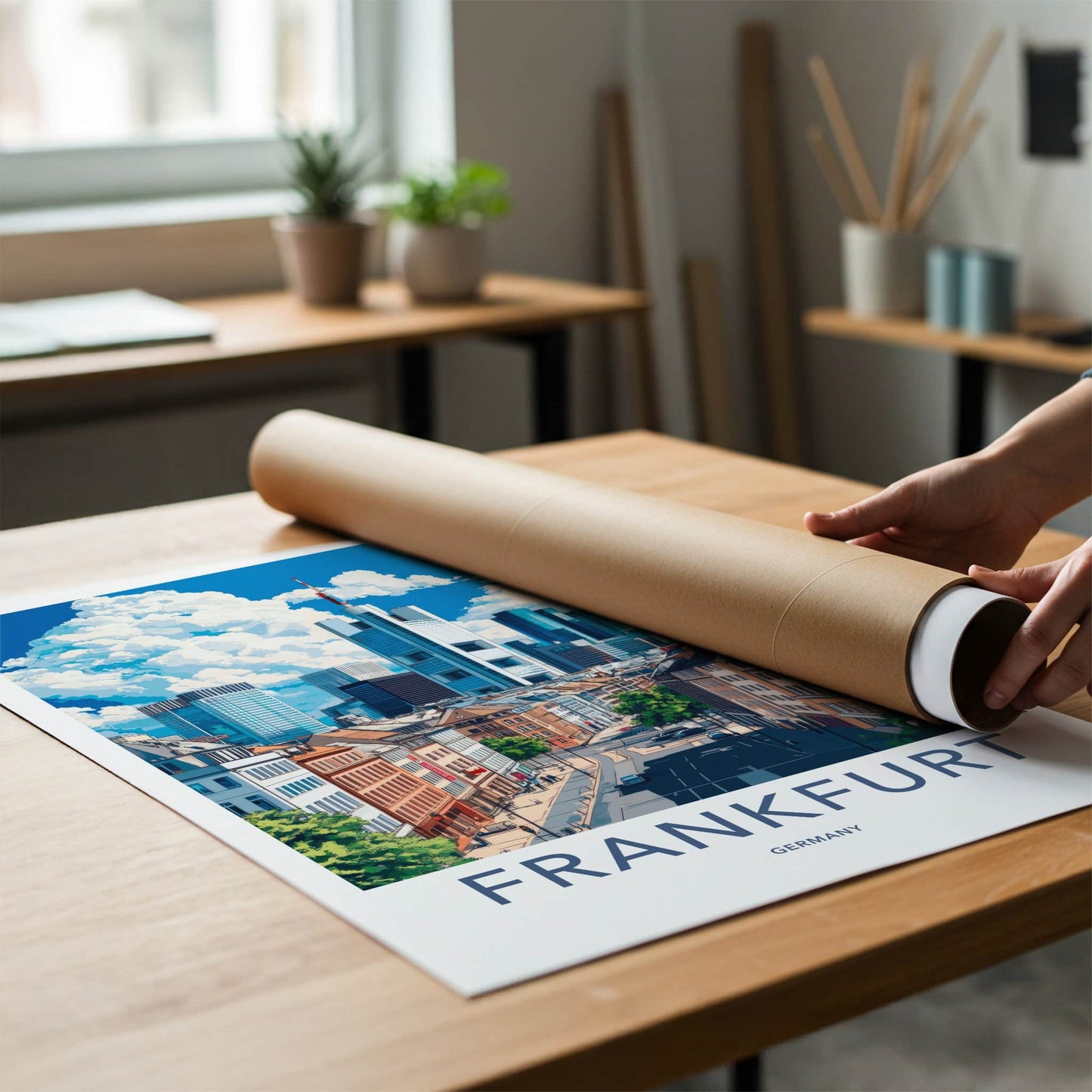 Frankfurt Poster - Germany Travel Art - Urban Skyline View Home Decor