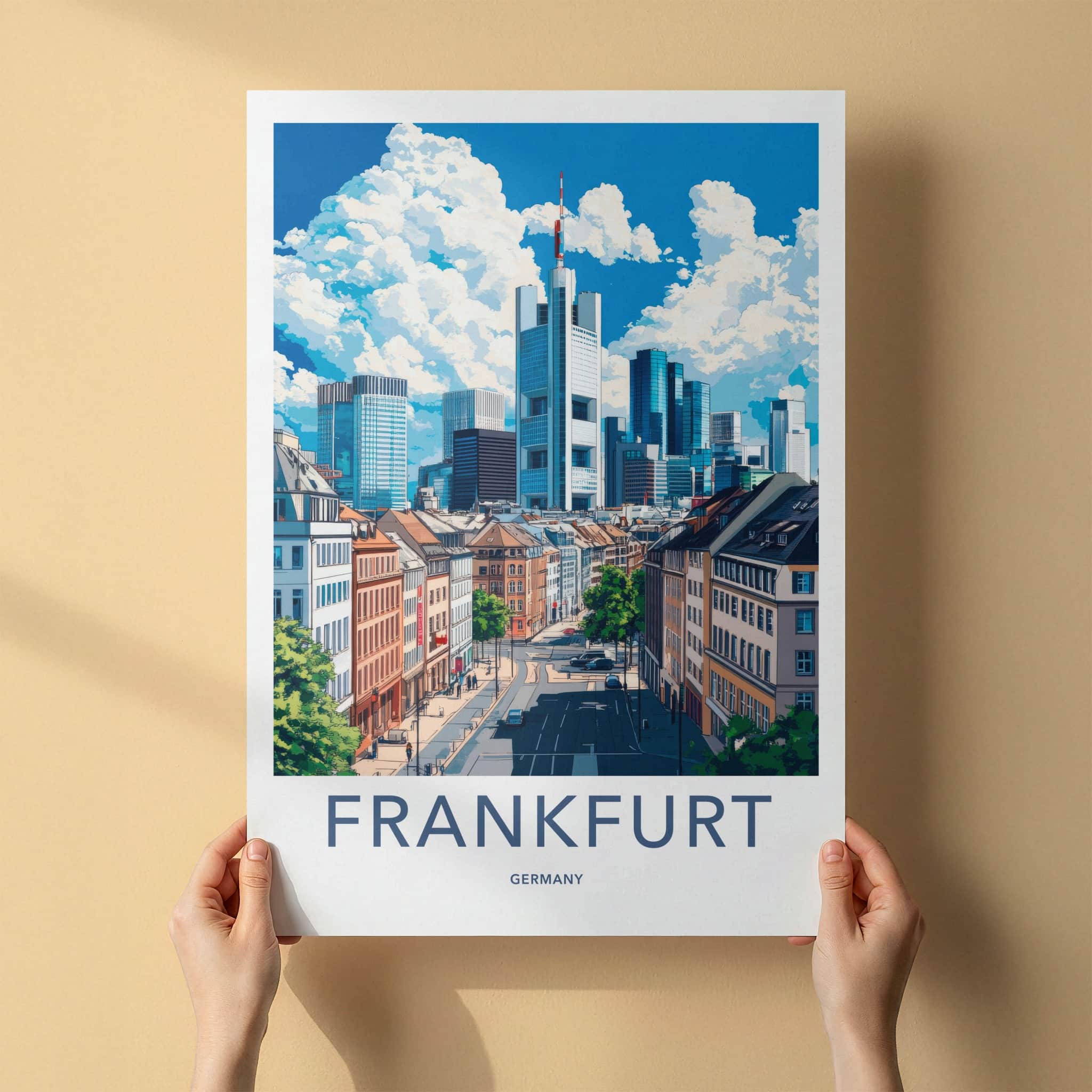Frankfurt Poster - Germany Travel Art - Urban Skyline View Home Decor