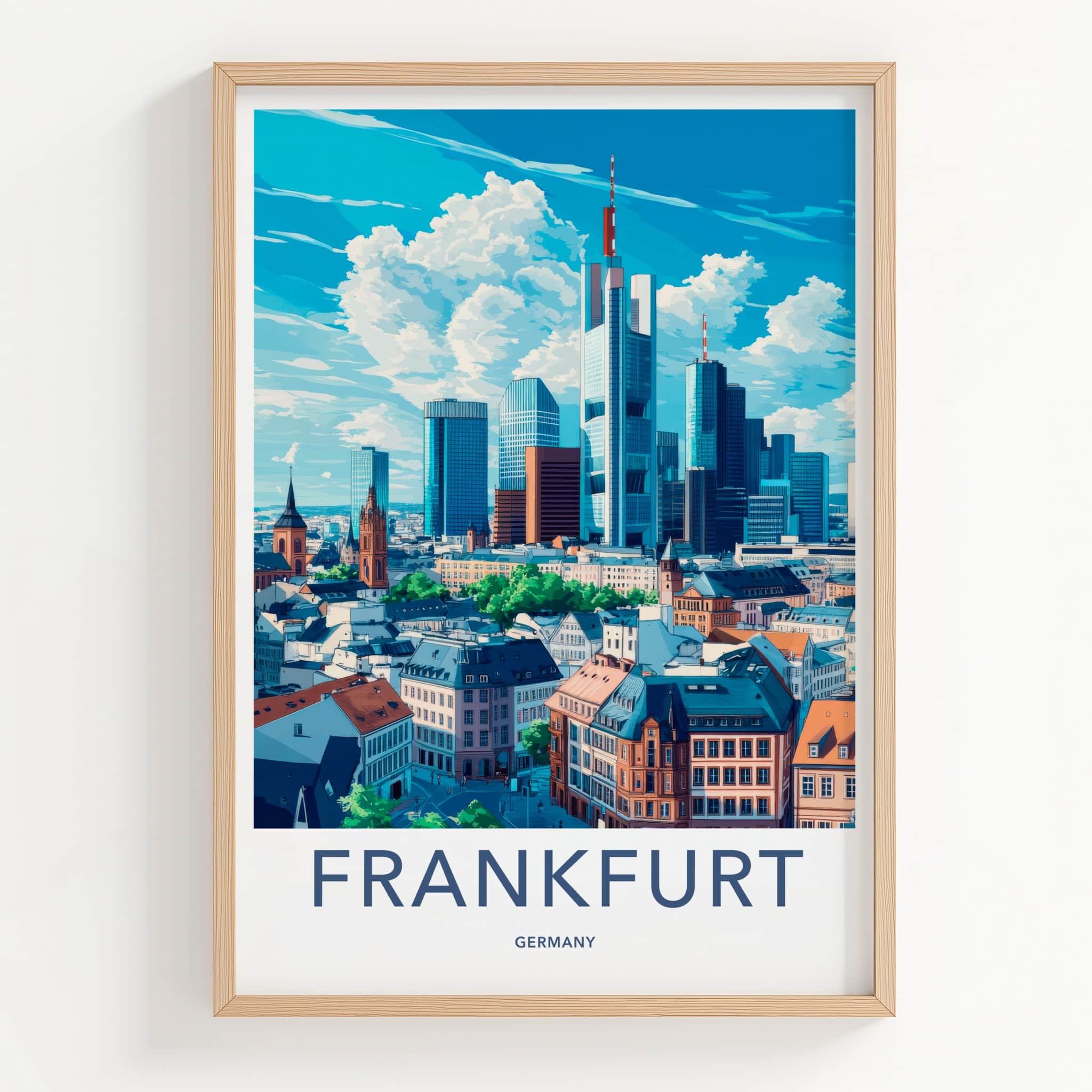 Frankfurt Poster - Germany Travel Print - Modern City Skyline Home Decor