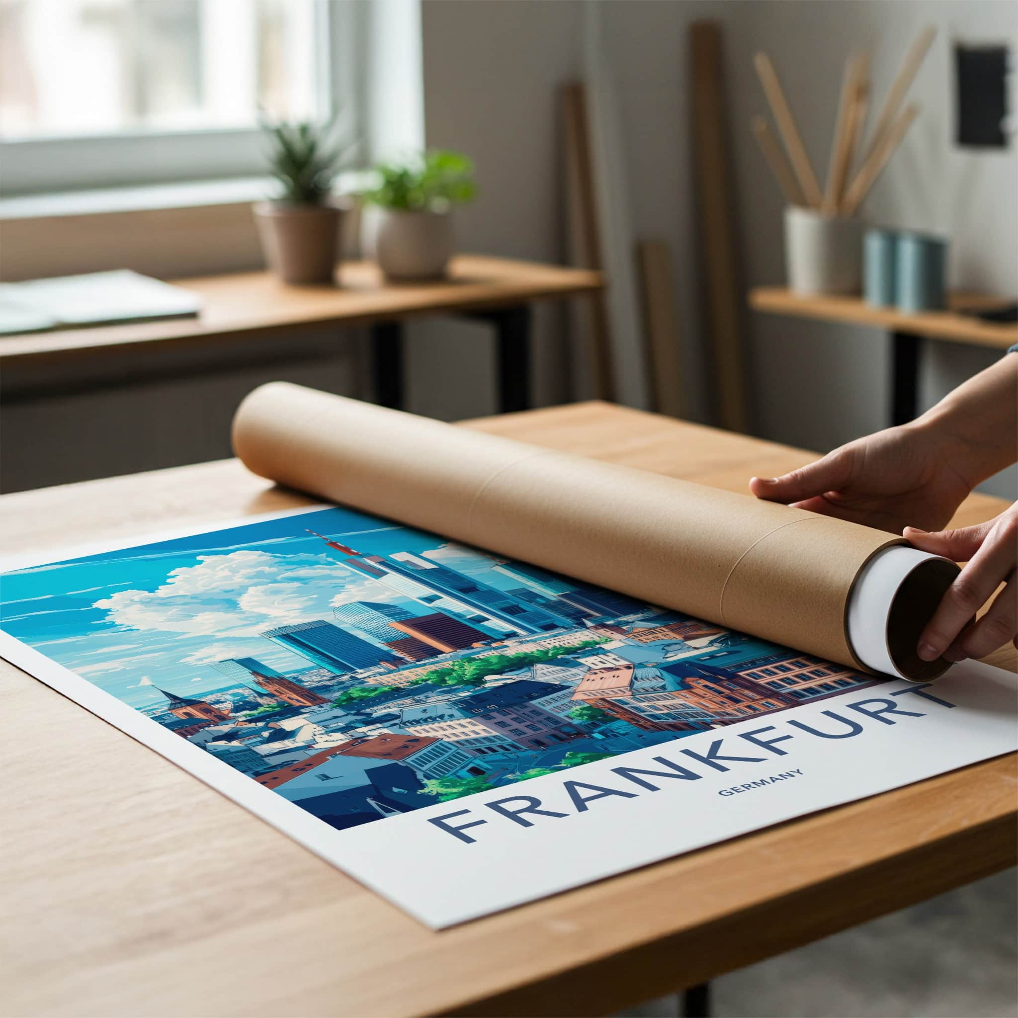Frankfurt Poster - Germany Travel Print - Modern City Skyline Home Decor