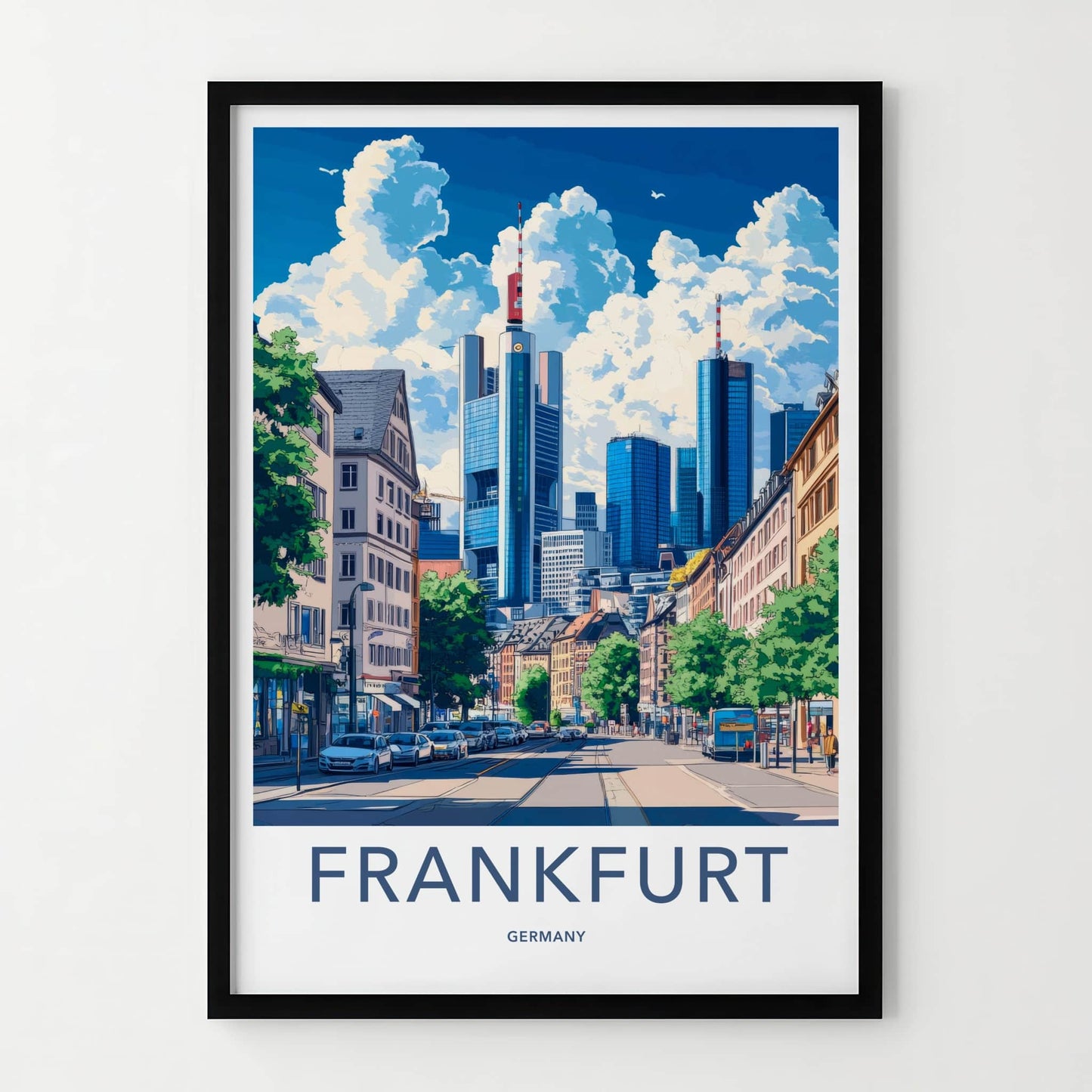 Frankfurt Poster - Germany Travel Print - Urban Street Scene Wall Decor