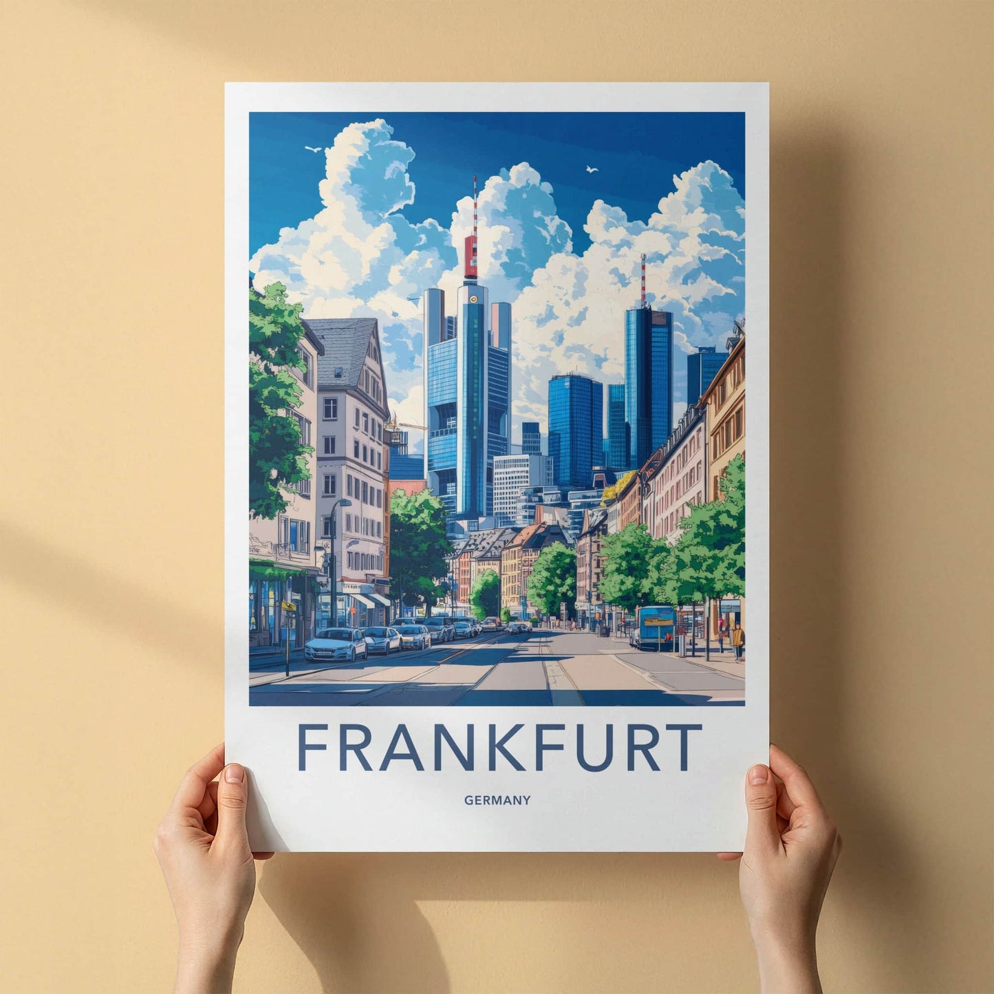 Frankfurt Poster - Germany Travel Print - Urban Street Scene Wall Decor
