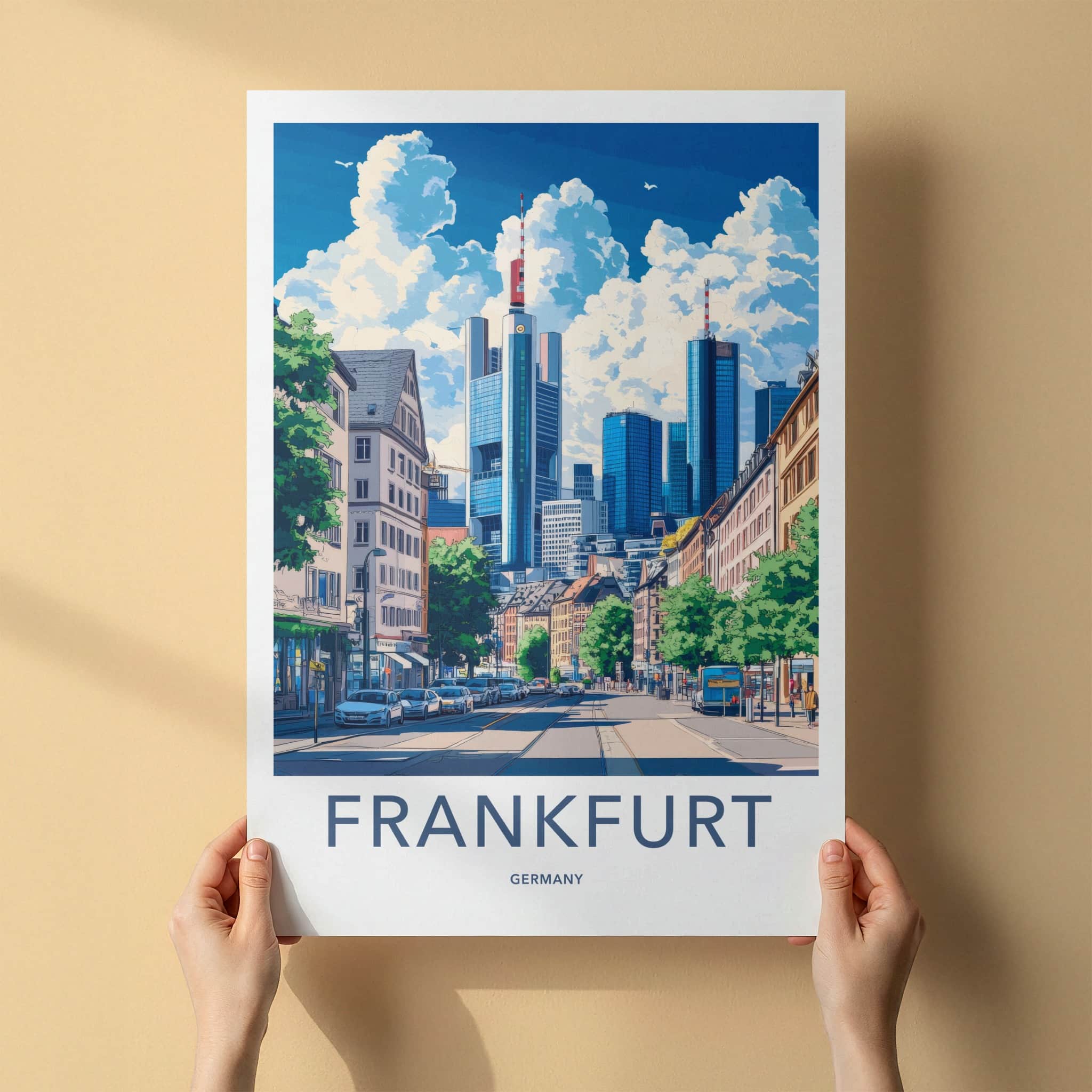 Frankfurt Poster - Germany Travel Print - Urban Street Scene Wall Decor