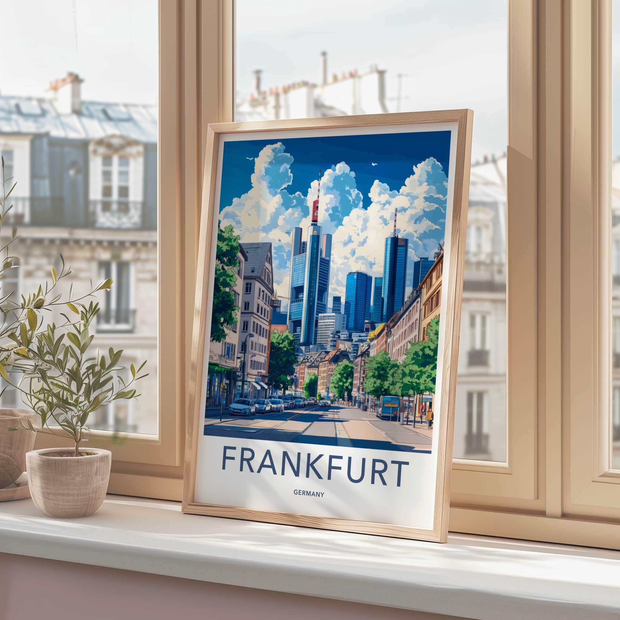 Frankfurt Poster - Germany Travel Print - Urban Street Scene Wall Decor