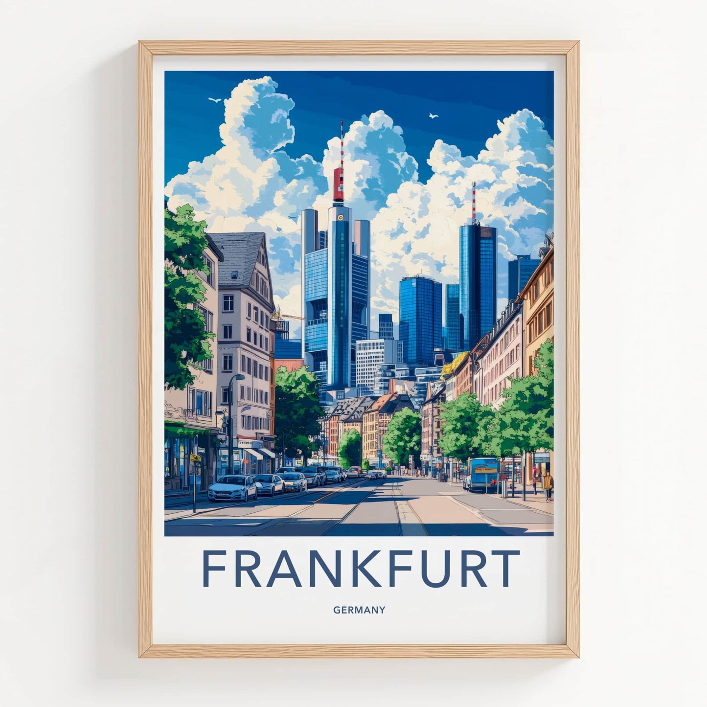 Frankfurt Poster - Germany Travel Print - Urban Street Scene Wall Decor