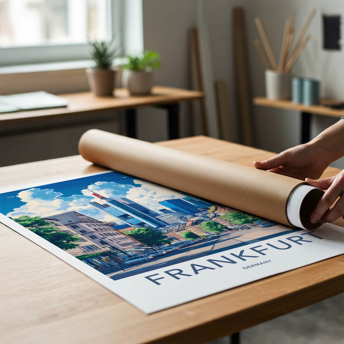Frankfurt Poster - Germany Travel Print - Urban Street Scene Wall Decor