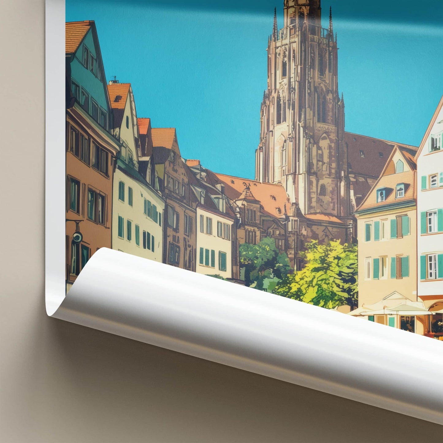 Freiburg Poster - Germany Travel Art - Gothic Minster Square Home Decor