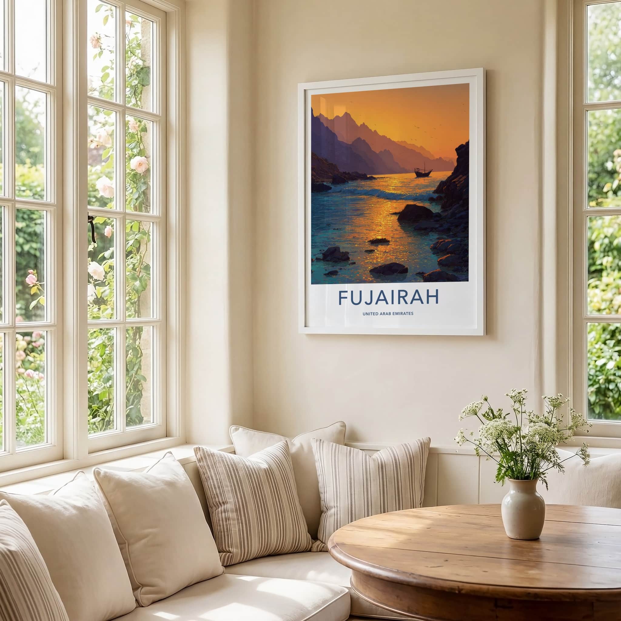 Fujairah Poster - United Arab Emirates Boat Sunset Wall Art