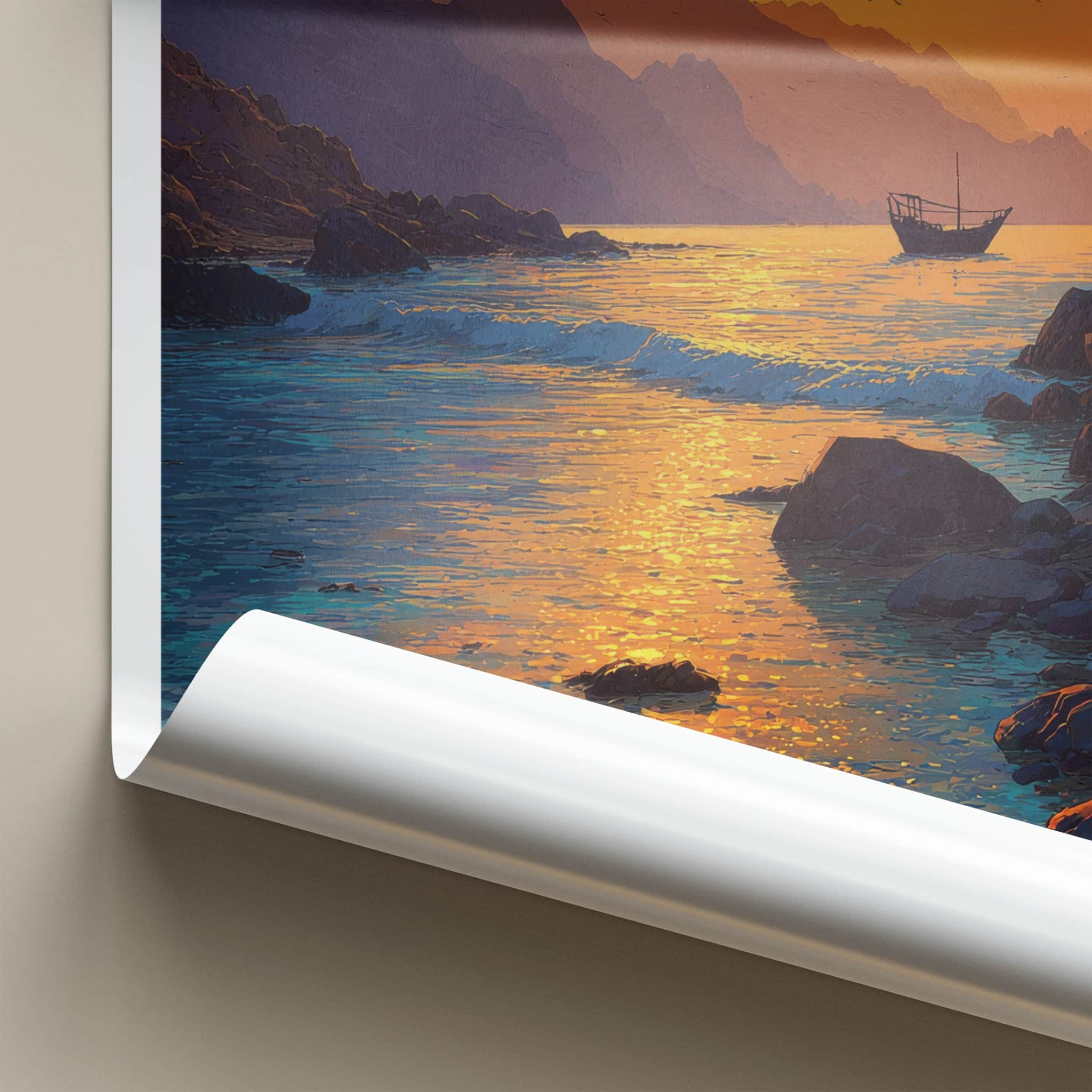 Fujairah Poster - United Arab Emirates Boat Sunset Wall Art