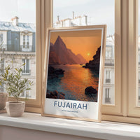 Fujairah Poster - United Arab Emirates Mountain Sunset Boat Travel Art