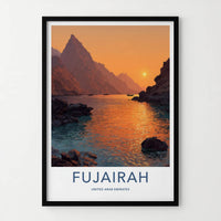 Fujairah Poster - United Arab Emirates Mountain Sunset Boat Travel Art