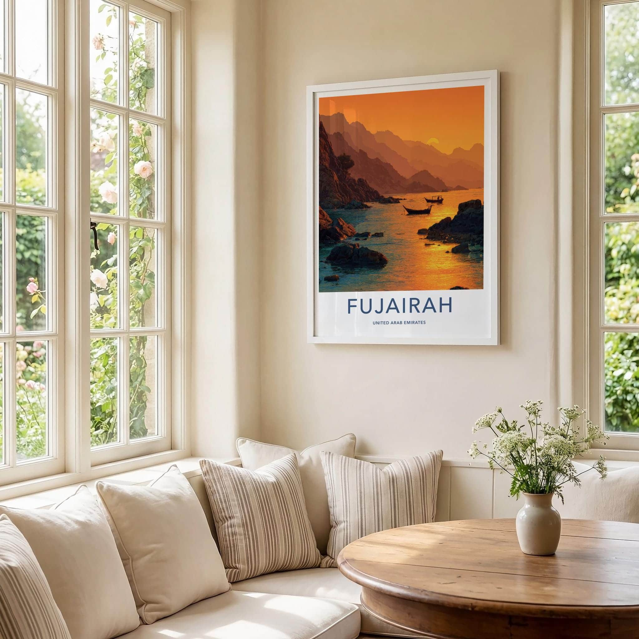 Fujairah Poster - United Arab Emirates Travel Art - Rocky Coast Sunset Wall Decor