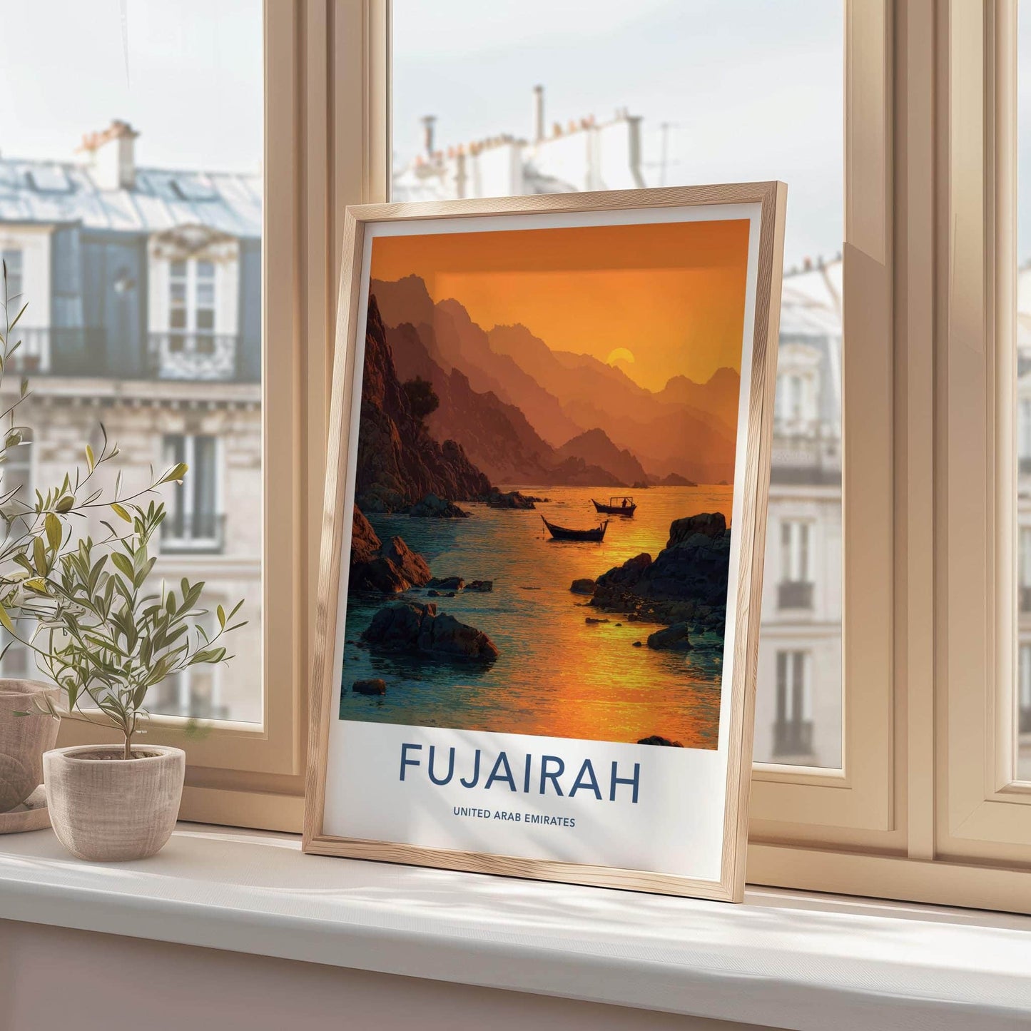 Fujairah Poster - United Arab Emirates Travel Art - Rocky Coast Sunset Wall Decor