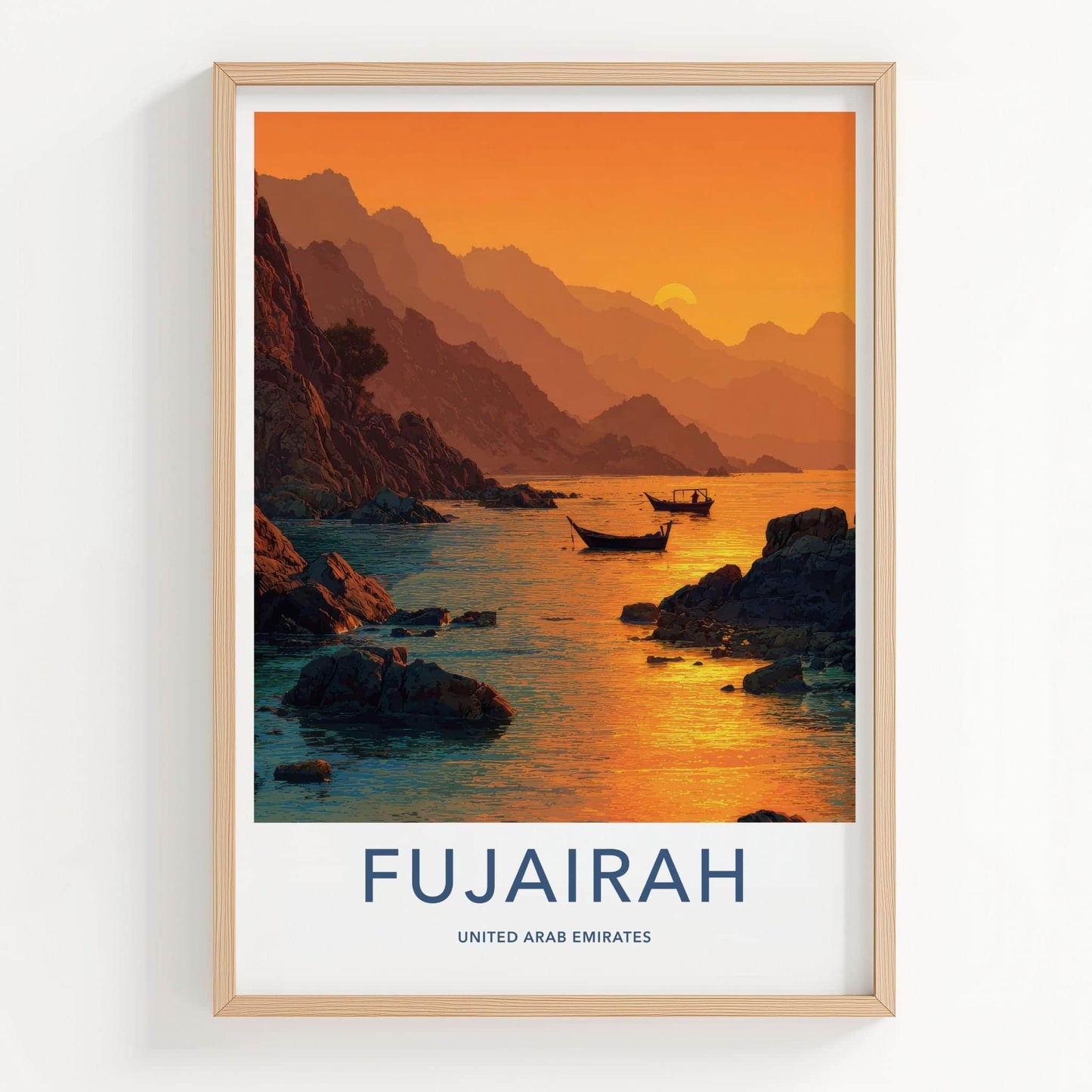 Fujairah Poster - United Arab Emirates Travel Art - Rocky Coast Sunset Wall Decor