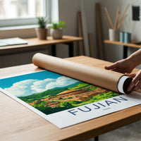 Fujian Poster - China Wall Art - Hakka Village Hills Gallery Art