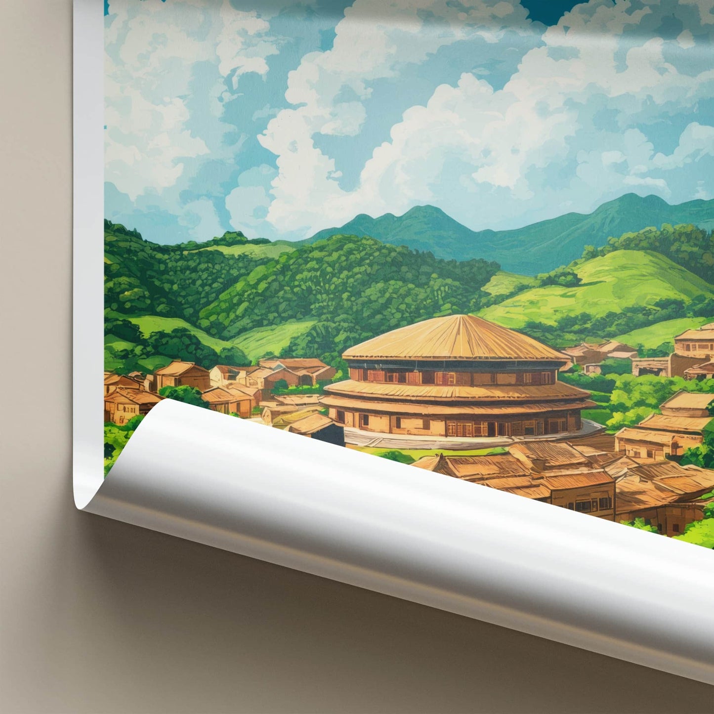 Fujian Poster - China Wall Art - Hakka Village Hills Gallery Art