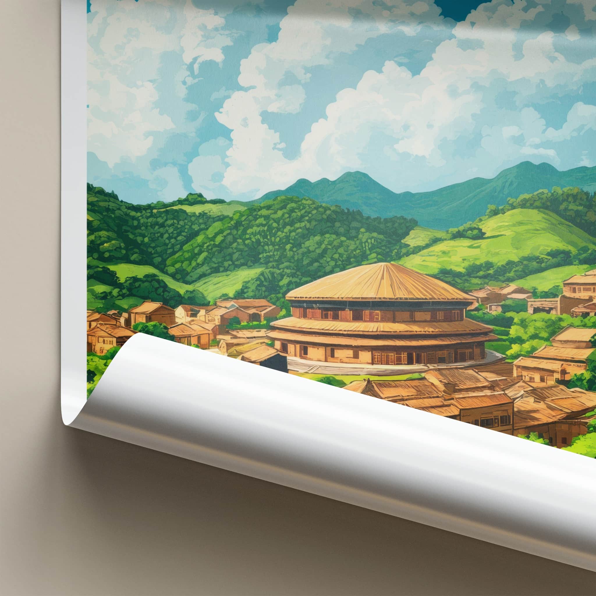 Fujian Poster - China Wall Art - Hakka Village Hills Gallery Art