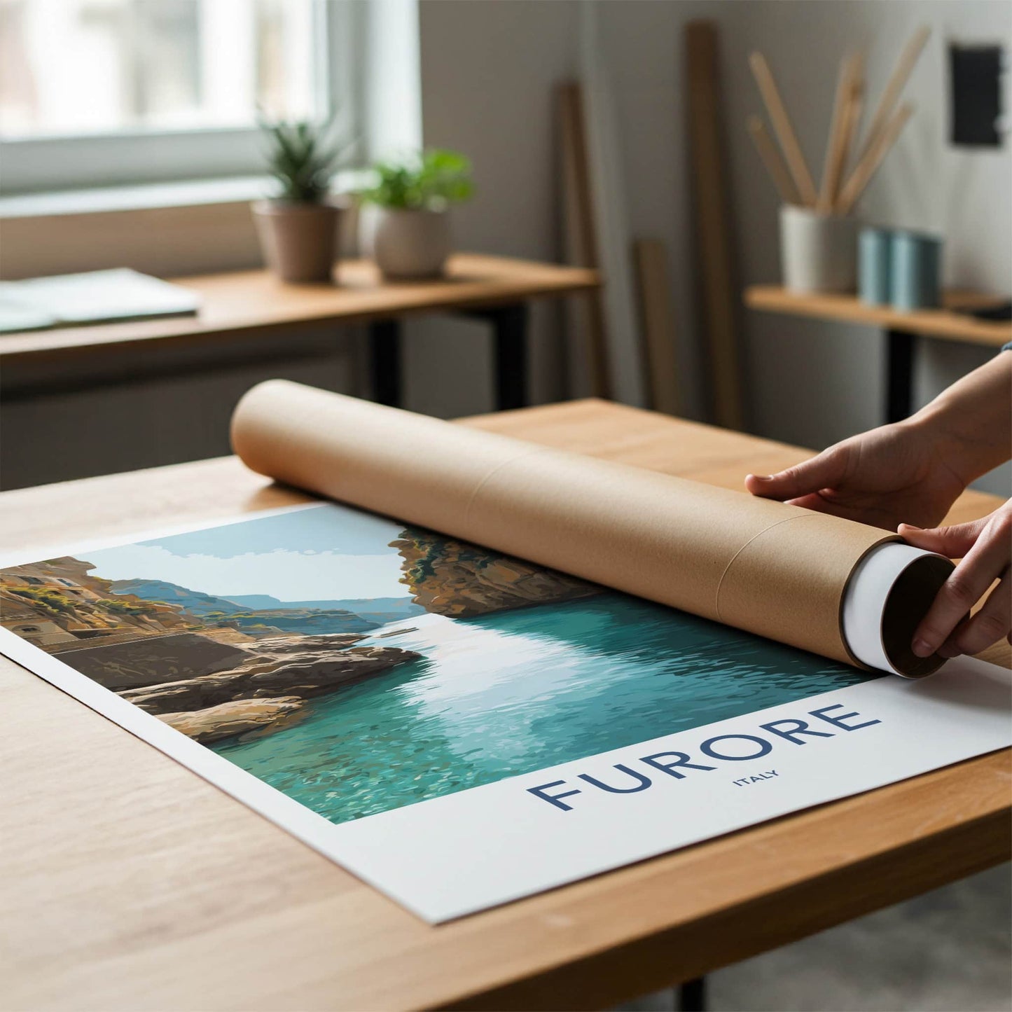 Furore Poster - Italy Travel Art - Deep Water Inlet Home Decor