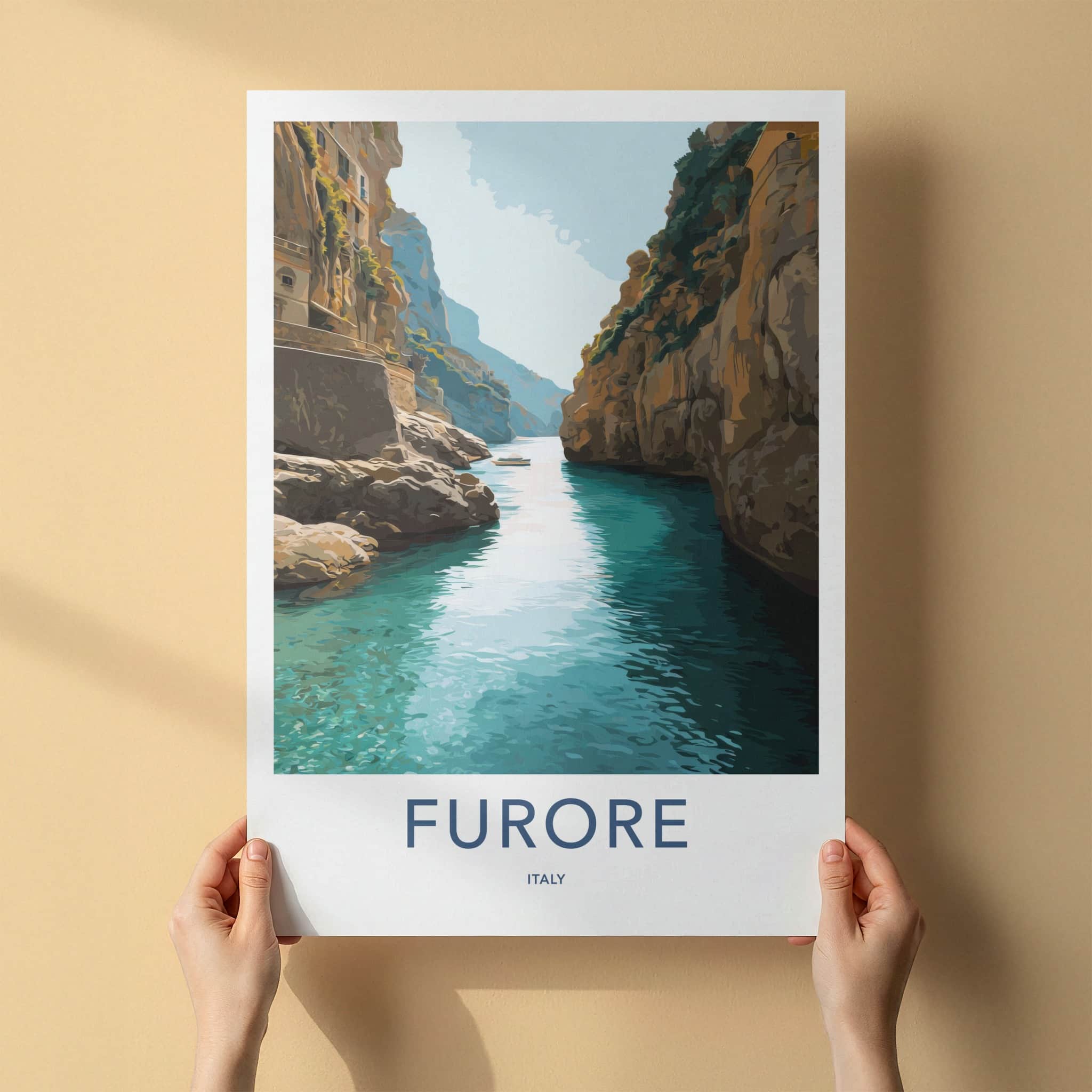 Furore Poster - Italy Travel Art - Deep Water Inlet Home Decor
