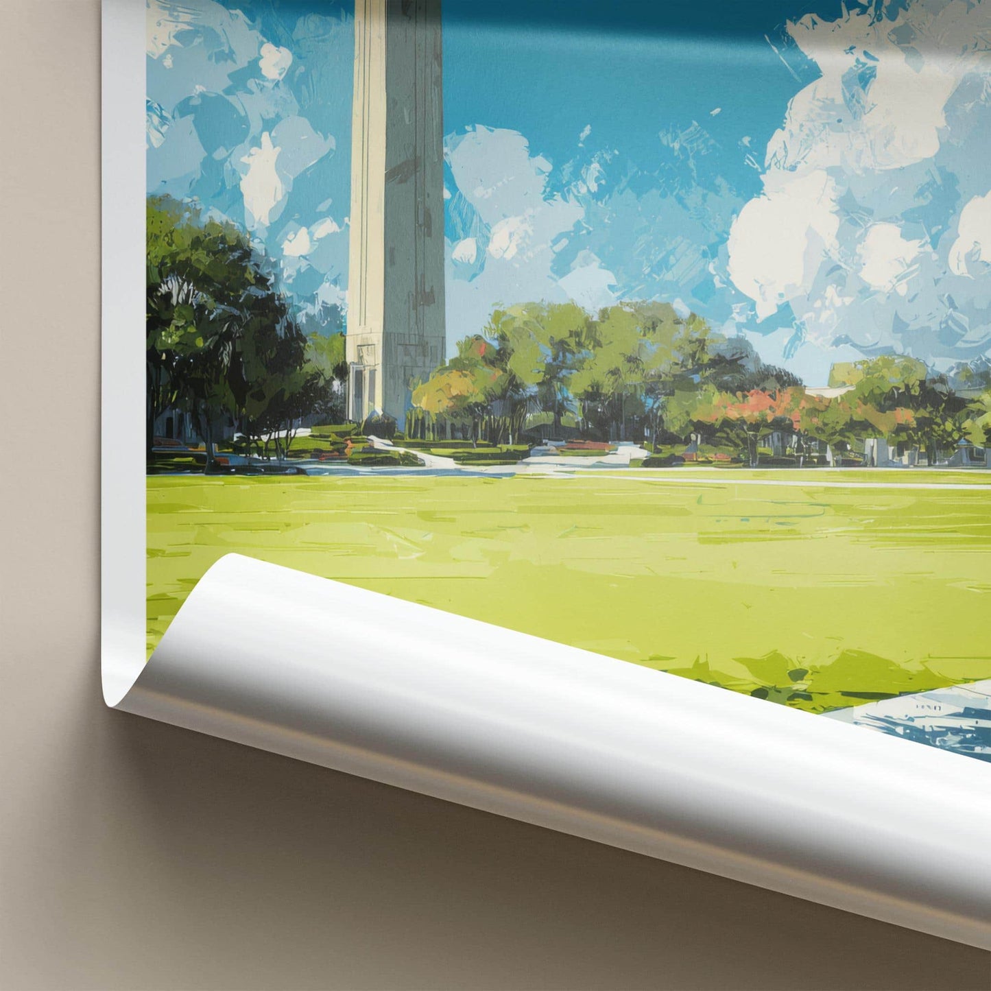 Gainesville Poster - Florida Travel Art - Historic campus tower Wall Decor