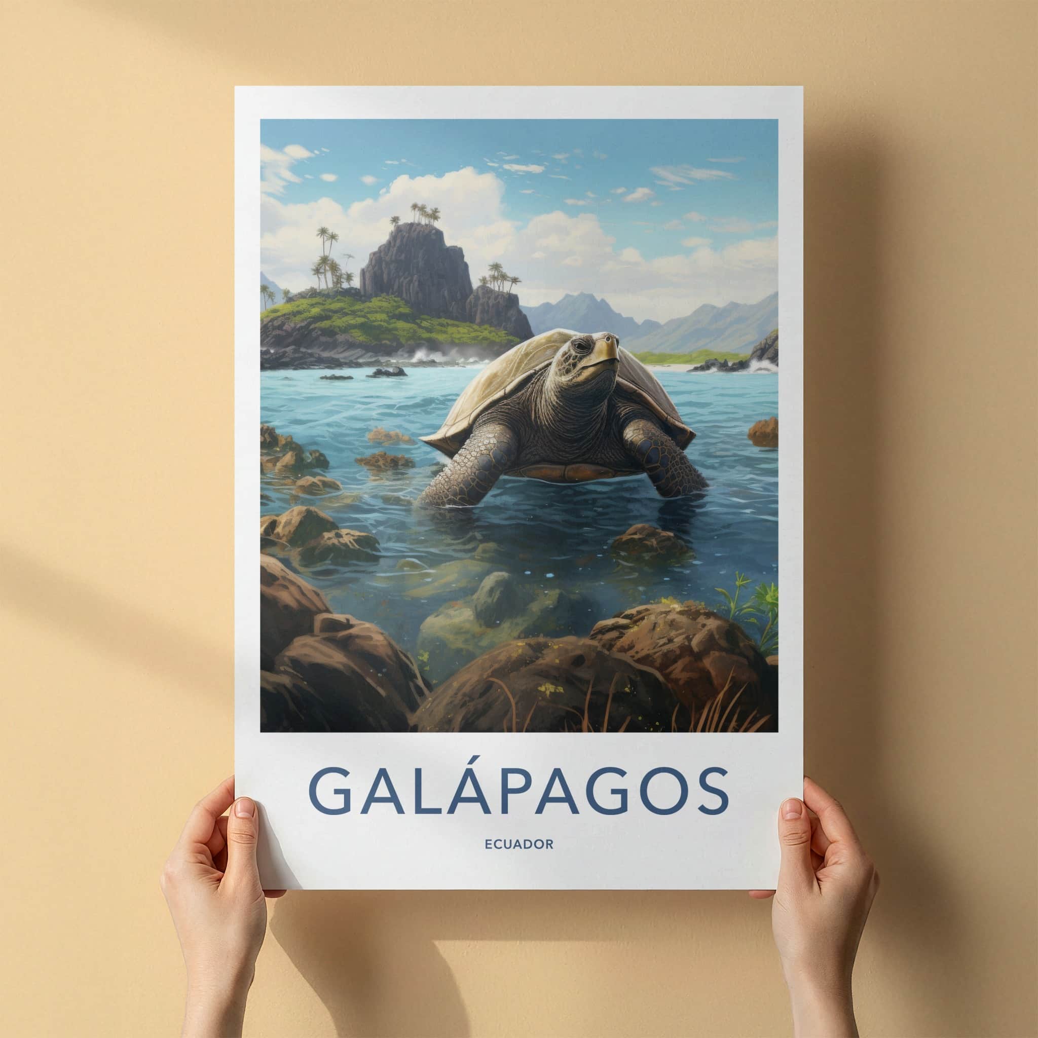 Galapagos Poster - Ecuador Travel Art - Giant Turtle Island Home Decor
