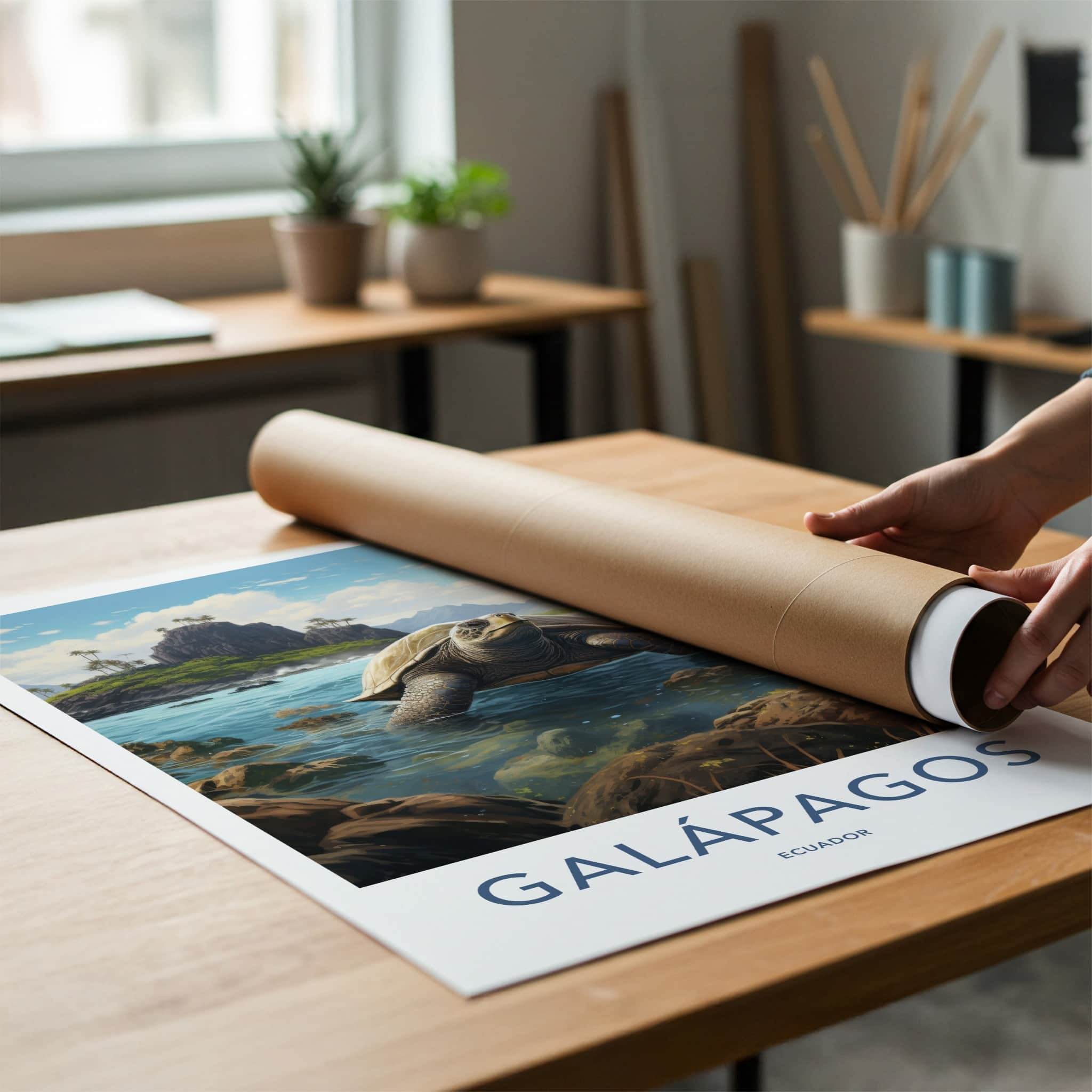 Galapagos Poster - Ecuador Travel Art - Giant Turtle Island Home Decor