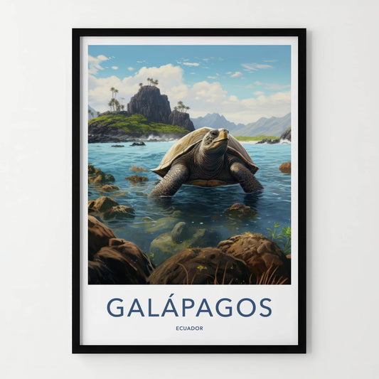 Galapagos Poster - Ecuador Travel Art - Giant Turtle Island Home Decor