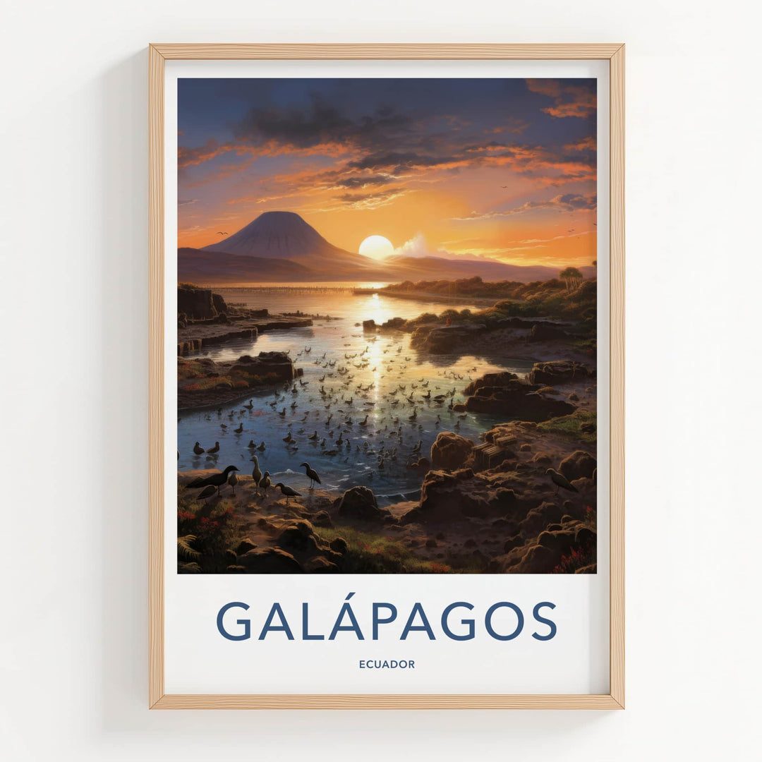 Galapagos Poster - Ecuador Travel Art - Golden hour wildlife Home Decor