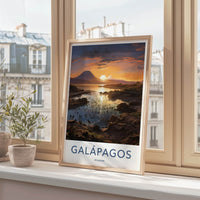 Galapagos Poster - Ecuador Travel Art - Golden hour wildlife Home Decor