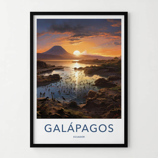 Galapagos Poster - Ecuador Travel Art - Golden hour wildlife Home Decor