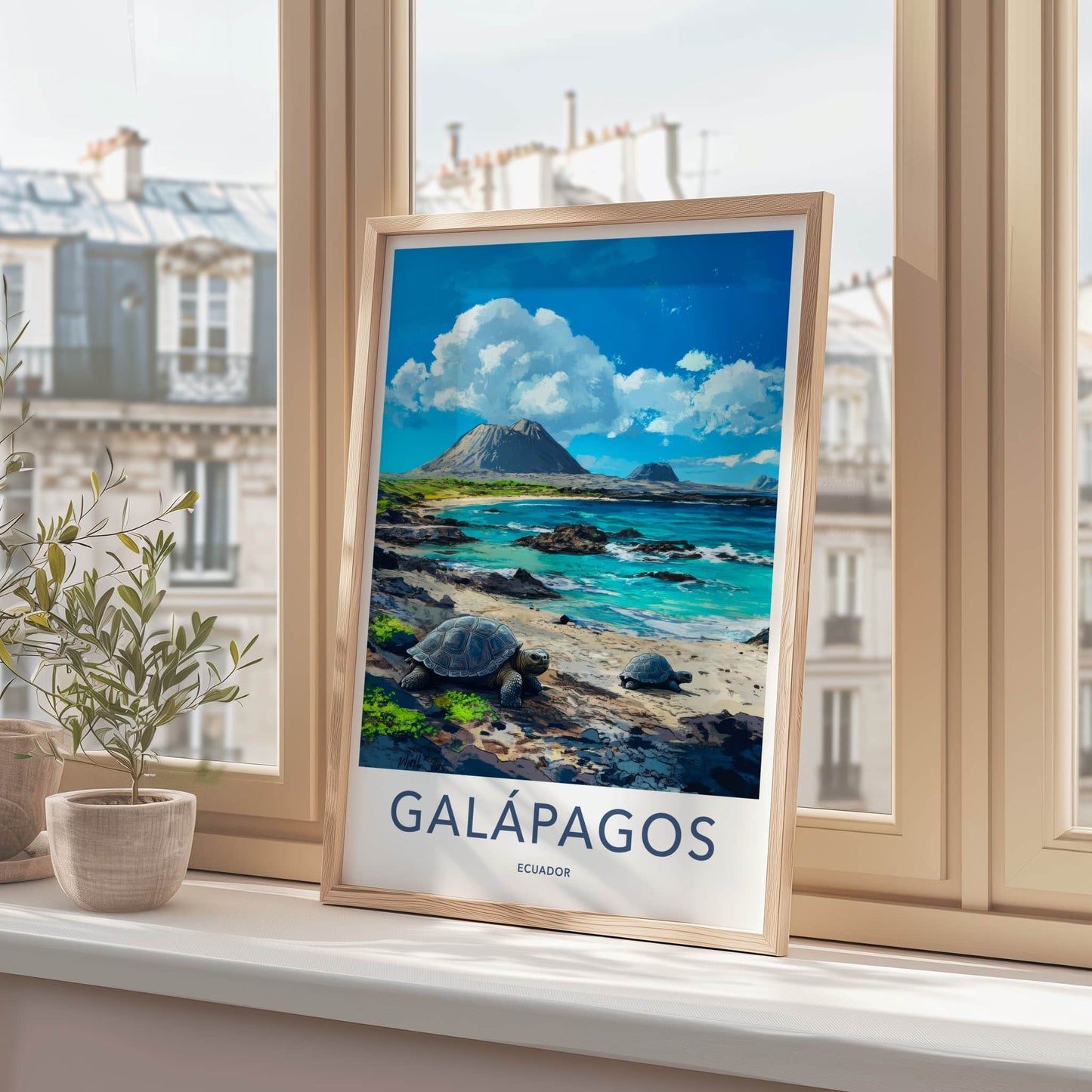 Galapagos Poster - Ecuador Travel Art - Island Beach Tortoises Home Decor