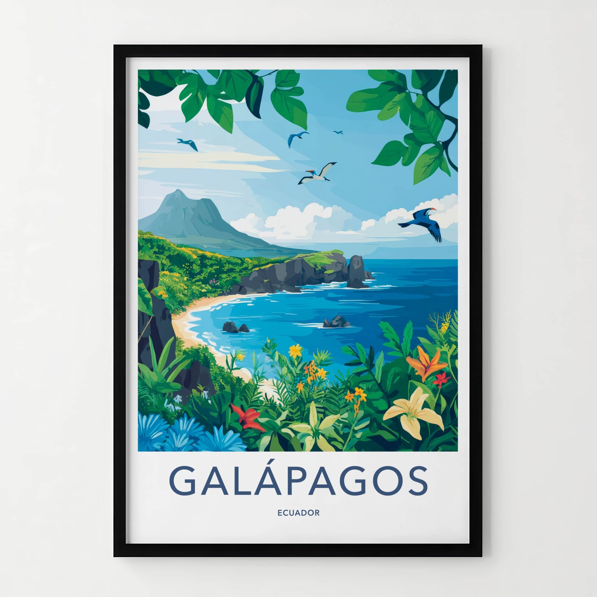 Galapagos Poster - Ecuador Travel Art - Island Coastal Scene Gallery Art