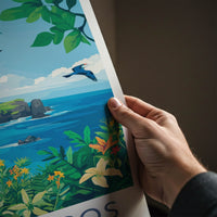 Galapagos Poster - Ecuador Travel Art - Island Coastal Scene Gallery Art
