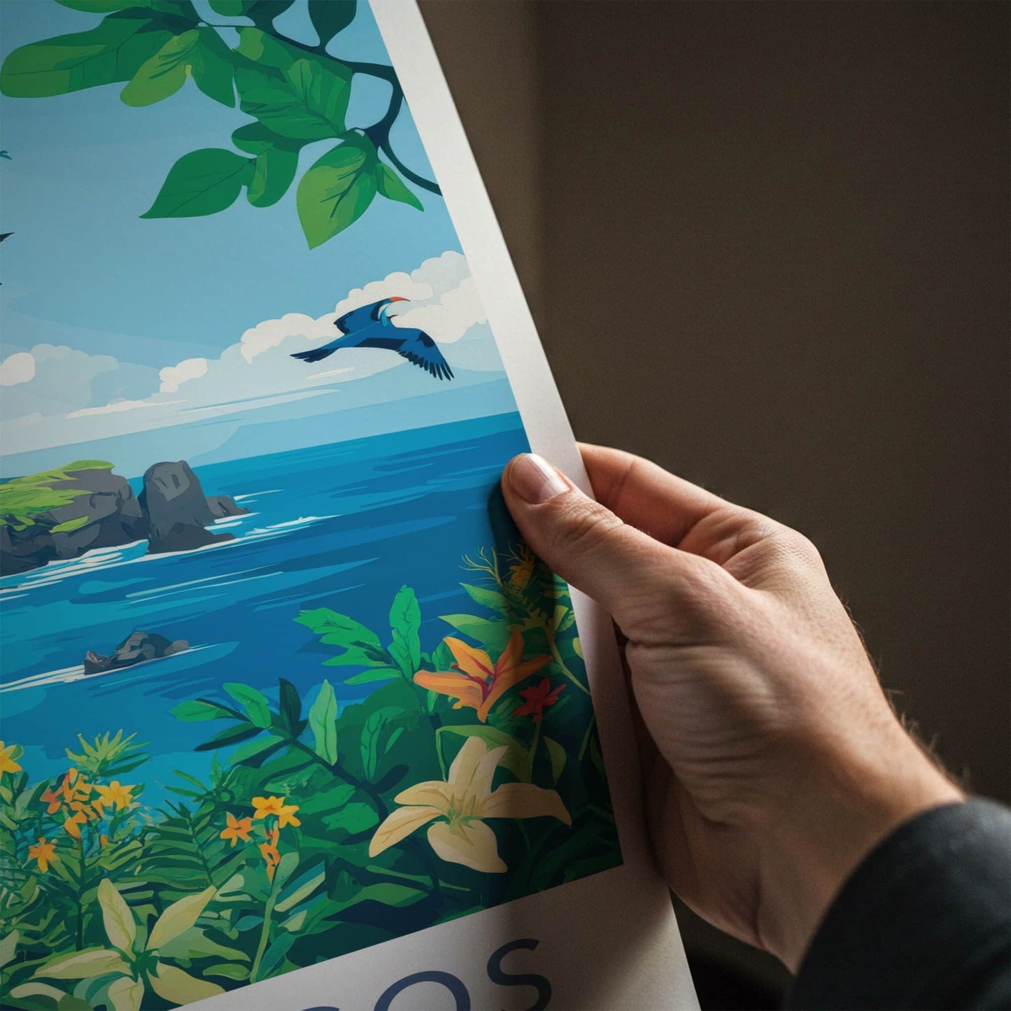 Galapagos Poster - Ecuador Travel Art - Island Coastal Scene Gallery Art